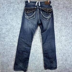 Carbon Black Jeans 28 Blue Mid Rise Straight Leg Flap Pocket Y2K‎ Grunge